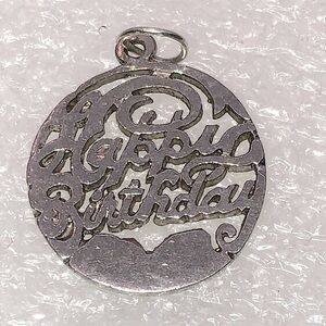 Vtg Sterling Silver Happy Birthday Charm Bracelet Charm / Mini Pendant